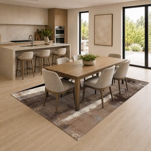 Tapis RUGS DEPOT LXDP-0278 en chenille, motif géométrique contemporain imprimé numériquement, couleur terre cuite dorée, lavable en machine, antidérapant, vente en gros - Product Image 4