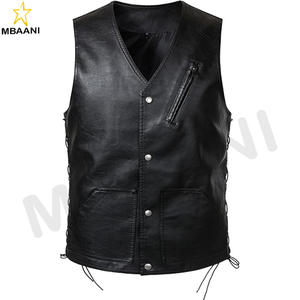 Gilet de moto en simili cuir pour homme, style club, veste cool à boutons pression avec fermeture éclair - Product Image 1