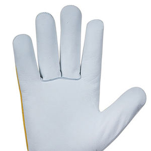 Ensemble de paume en cuir de chèvre véritable Doublure en coton de sécurité Gants de travail Aile Pouce Dos Bleu Côtes Assemblage Gants en cuir de mécanicien - Product Image 6