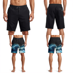 Pantalones Cortos Premium para Hombre con Estampado de Ondas Nocturnas, Estilo Atlético Contemporáneo y Ajuste Cómodo - Product Image 2