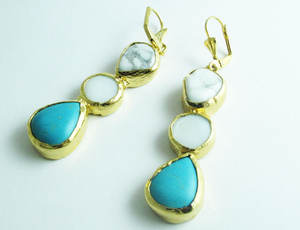 Pendientes de piedras preciosas de árbol moderno dorado de nueva moda joyería geométrica hecha a mano - Product Image 3