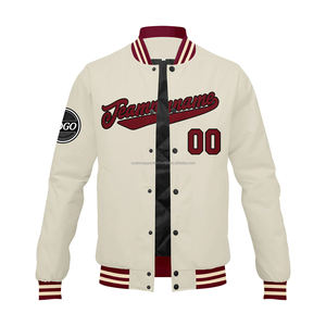 Veste universitaire en laine et cuir à manches courtes aspect rétro patchs personnalisés brodés à col montant et logo sur le devant Placement-MCACVJ36 - Product Image 2