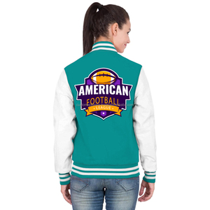 Veste varsity en molleton de coton personnalisée avec patchs pour femmes, veste de streetwear premium durable, style letterman - Product Image 4