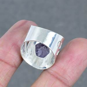 Conception de bijoux en pierres précieuses Bagues plaquées argent Bijoux en pierre d'améthyste Bague en améthyste naturelle pour la fête des femmes Bague en pierre précieuse - Product Image 2