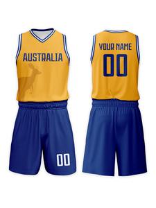 Uniforme de Baloncesto Personalizado de Australia para Niños, Conjunto de Camiseta y Pantalones Cortos Personalizados con Nombre y Número, para Niños y Niñas Aficionados - Product Image 3