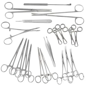 Juego de 28 Piezas de Instrumentos Quirúrgicos Manuales Básicos de Acero Inoxidable, Herramientas de Cirugía General, Caja de Almacenamiento Pequeña para Esterilización - Product Image 1