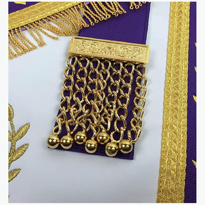 High Quality Masonic Past Master Gold Embroidery Purple <b>Apron</b> Machine Embroidery Lambskin Leather for Everyday Use - Product Image 5