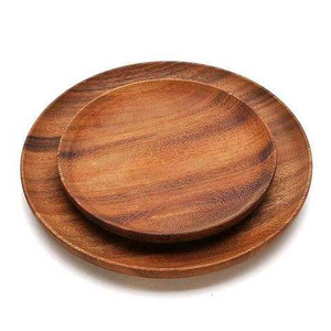 Platos de Acacia marrón natural Plato de madera de tamaño redondo Hecho a mano y sostenible Producto de alta calidad por Crescent Crafts - Product Image 4