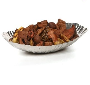 Nouveauté Bol en métal sur base en bois avec motif de points en résine Fabriqué en nacre, métal et bois pour servir des dattes et des desserts - Product Image 1