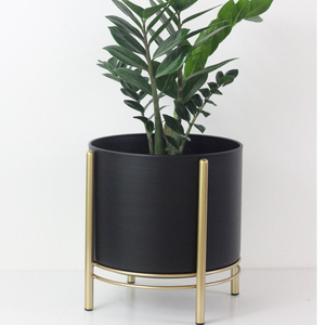 Grand pot de fleurs en métal doré pour plantes d'intérieur et de jardin, vente en gros - Product Image 1