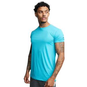 Camisetas de entrenamiento para hombres, camisetas de entrenamiento estirables de LICRA de algodón, camisetas de secado rápido para hombres, camiseta de gimnasio caliente ajustada, OEM personalizada - Product Image 2