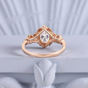 Banda minimalista de circonita cúbica de corte ovalado de Plata de Ley 925 sólida, chapado en oro rosa, banda de boda de compromiso para mujer y niña, venta al por mayor - Product Image 6