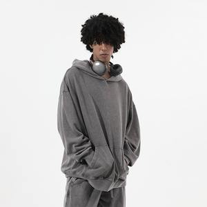 เสื้อสเวตเตอร์ซักหินแบบลำลองแบบสวมหัวเสื้อมีฮู้ดโอเวอร์ไซส์ผ้าเทอร์รี่พิมพ์ลายไซส์วินเทจ - Product Image 5