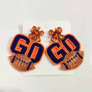Pendientes de fútbol gameday, pendientes bordados de cuentas de semillas de la India, pendientes hechos a mano para mujeres y niñas - Product Image 2