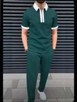 Ensemble 2 pièces polaire imprimé sportif à séchage rapide pour homme – Collection en gros BD Polo et pantalon de survêtement 100 % coton