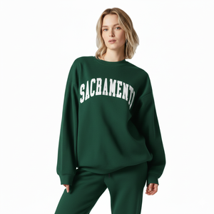 Sweat-shirt décontracté à col montant et manches longues pour femme, personnalisé, en tricot uni, doublé, avec logo brodé sur le devant, collection 2026 - Product Image 4