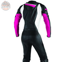 Ensemble 2 pièces de costume en cuir de moto pour femmes à la mode et durable de grande taille | Pantalon de veste en cuir de motard de course de moto