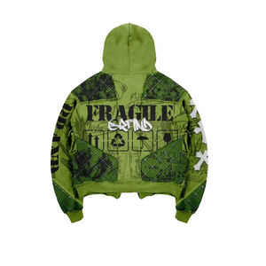 Mens Vintage Washed Hoodies Heavyweight Cotton Blended Acid Washed <b>Zip</b> <b>up</b> Hoodies 3D Puff Printing Zipper <b>Hoodie</b> - Product Image 3