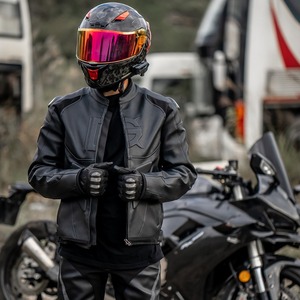 Traje de montar en motocicleta Invierno Frío Cálido Traje de carreras Chaqueta retro Caballero A prueba de viento Hombres y mujeres Chaqueta de cuero de motocicleta - Product Image 3