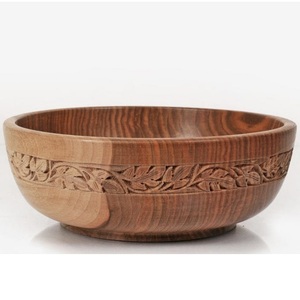 Juego de cuencos para servir de madera Natural hechos a mano de alta calidad, cuencos de nogal tallados altamente personalizados para el hogar para cartón indio - Product Image 1