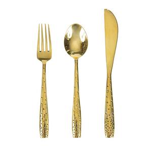 Juego de cubiertos de acero inoxidable con puntos de oro real para cena, juego de cubiertos de metal reutilizable para uso en bodas, juego de cubiertos de oro pulido - Product Image 6