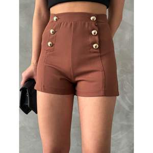 Shorts Marrones Oscuros para Mujer Topshow con Botones Decorativos - Venta al Por Mayor - Product Image 2