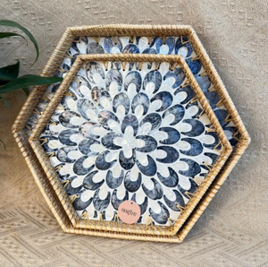 Plateau en rotin de qualité supérieure avec incrustation de nacre pour la salle à manger et la décoration, Vietnam - Product Image 1