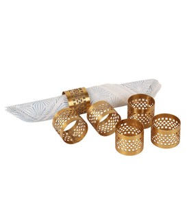 Rond de serviette de forme ronde d'hôtels de haute qualité avec boucle de serviette de couleur dorée pour Noël - Product Image 2