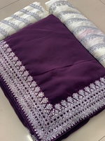 2024 nouveau concepteur tendance lourd Georgette Saree pour dames Look riche fantaisie fête porter moderne indien ethnique tenue pour mariage