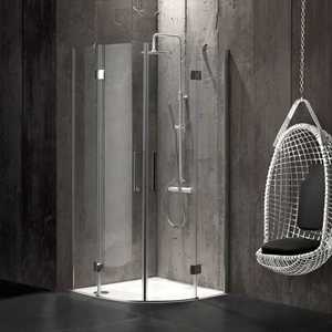 Cabine de douche en verre semi-circulaire 90x90mm, épaisseur 6mm, sans cadre, marque Lion - Product Image 1