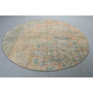 Tapis turc vintage 4,8x4,8 pi (146x147 cm), tapis persan brun - Product Image 3