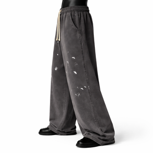 Pantalones Deportivos Personalizados de Alta Calidad en Mezcla de Algodón para Hombre, Estilo Holgado, Lavado Ácido con Efecto Desgastado, Estilo Vintage - Product Image 4