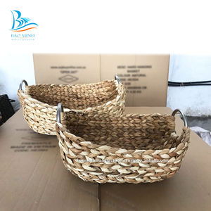 Lot de 2 paniers de rangement en jacinthe d'eau naturelle, faits à la main au Vietnam, modèle Bao Minh D1693, pour usage domestique – Vente en gros à prix réduit - Product Image 4