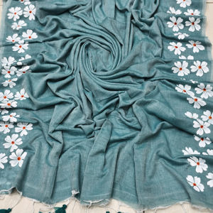 Sari de Algodón Pintado a Mano Exclusivo de MAL, Vestido de Novia Tejido Ligero de Secado Rápido y Ecológico para Niñas y Mujeres con Estampado - Product Image 1