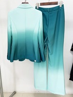 Nouvelle mode 2025 Designer costume ensemble femmes bouton unique Blazer dégradé couleur imprimé Flare pantalon costume 2 pièces