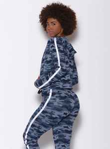 Vente en gros de sweat à capuche signature pour femmes camouflage bleu vif personnalisé sweats à capuche respirants anti-rides pour femme sweat à capuche zippé pour entraînement de gymnastique - Product Image 6