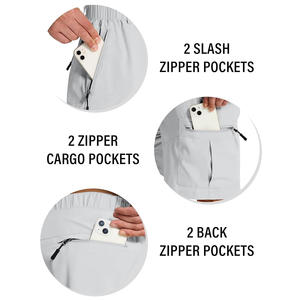 Pantalones cortos de senderismo de secado rápido para hombre de marca personalizada, múltiples bolsillos duraderos, patrón sólido para viajes, descuentos por pedidos a granel, no tejidos - Product Image 3