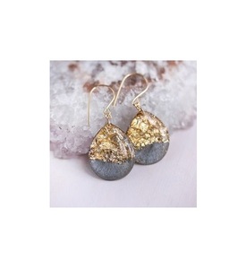 Brass <b>Earring</b> with Resin Silver Shade Design Epoxy Resin <b>Earring</b> and Customized Size New Design Resin <b>Earring</b> - Product Image 6