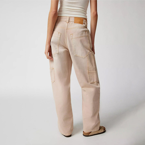 กางเกงยีนส์ทรงแบ็กกี้กางเกงเอวยางยืดแบนราบผ้าฝ้าย100% วินเทจออกแบบได้ตามต้องการ - Product Image 6