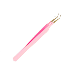 Pinces à cils professionnelles en acier inoxydable or rose personnalisées, antistatiques, antimagnétiques, poignée confortable, antidérapante - Product Image 4