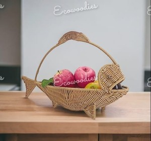 Top vente en gros naturel fait à la main en rotin panier de rangement conception de poisson pour le stockage et la décoration pour pain collations articles ménagers - Product Image 3