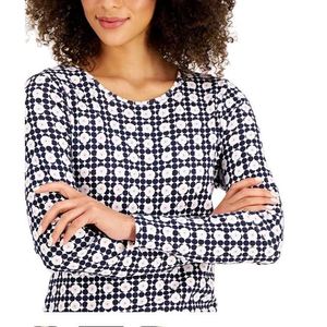 Maglia da Donna Charter Club Taglia Grande in Cotone Pima Stampato Bianco Tessuto Lavorato a Maglia - Product Image 2