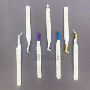 Pinzas de pestañas de alta precisión con logotipo personalizado, herramienta de pestañas con punta de fibra de etiqueta privada para extensión de volumen de belleza profesional - Product Image 1