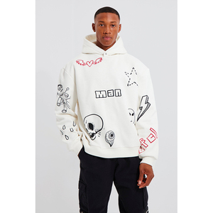 Sweat à capuche surdimensionné avec logo personnalisé pour hommes Sweats à capuche respirants sérigraphiés pour l'hiver à épaules tombantes épaisses et lourdes - Product Image 1