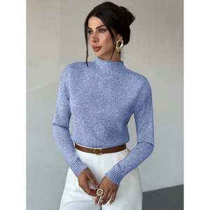 Pull à col roulé ajusté à maille fine, kaki, taille XS, pulls pour femmes - Product Image 4