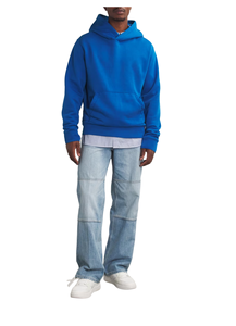 Sudadera con capucha unisex de color azul liso, Sudadera con capucha de lana pesada de gran tamaño con bolsillo de canguro, ropa de calle informal suave - Product Image 5