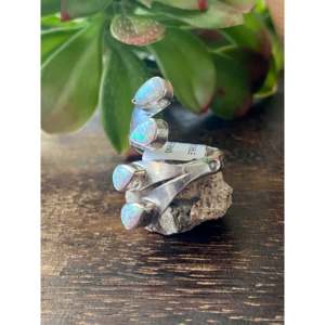 Mark Barney White Opal <b>Sterling</b> <b>Silver</b> <b>Adjustable</b> Fashion <b>Rings</b> - Product Image 4