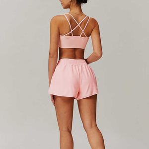 <b>Women's</b> Custom Logo Shorts Quick Dry Yoga Crisscross Thin Strap Pocket Shorts 2 Piece Outfit Butt Lifting Gym Shorts for <b>Womens</b> - Product Image 5