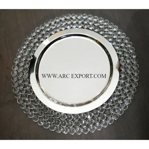 Hecho de espejo de acero inoxidable pulido martillado mesa de trabajo Placa de cargador superior de metal redondo de la más alta calidad artículos de mesa de comedor para el hogar - Product Image 5