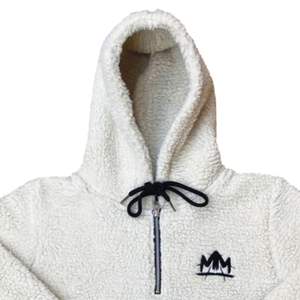 Sweat à capuche unisexe en sherpa marron, demi-zip, polaire, avec poche kangourou, chaud, décontracté, streetwear - Product Image 3